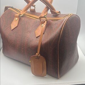 Etro Milano paisley Boston bag Satchel in coated canvas and leather trim, good